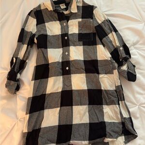 Black and White Plaid Shirt Dress